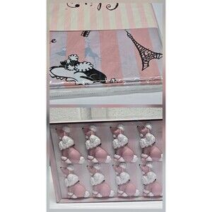 Department 56 Pink and White Poodle Shower Curtain